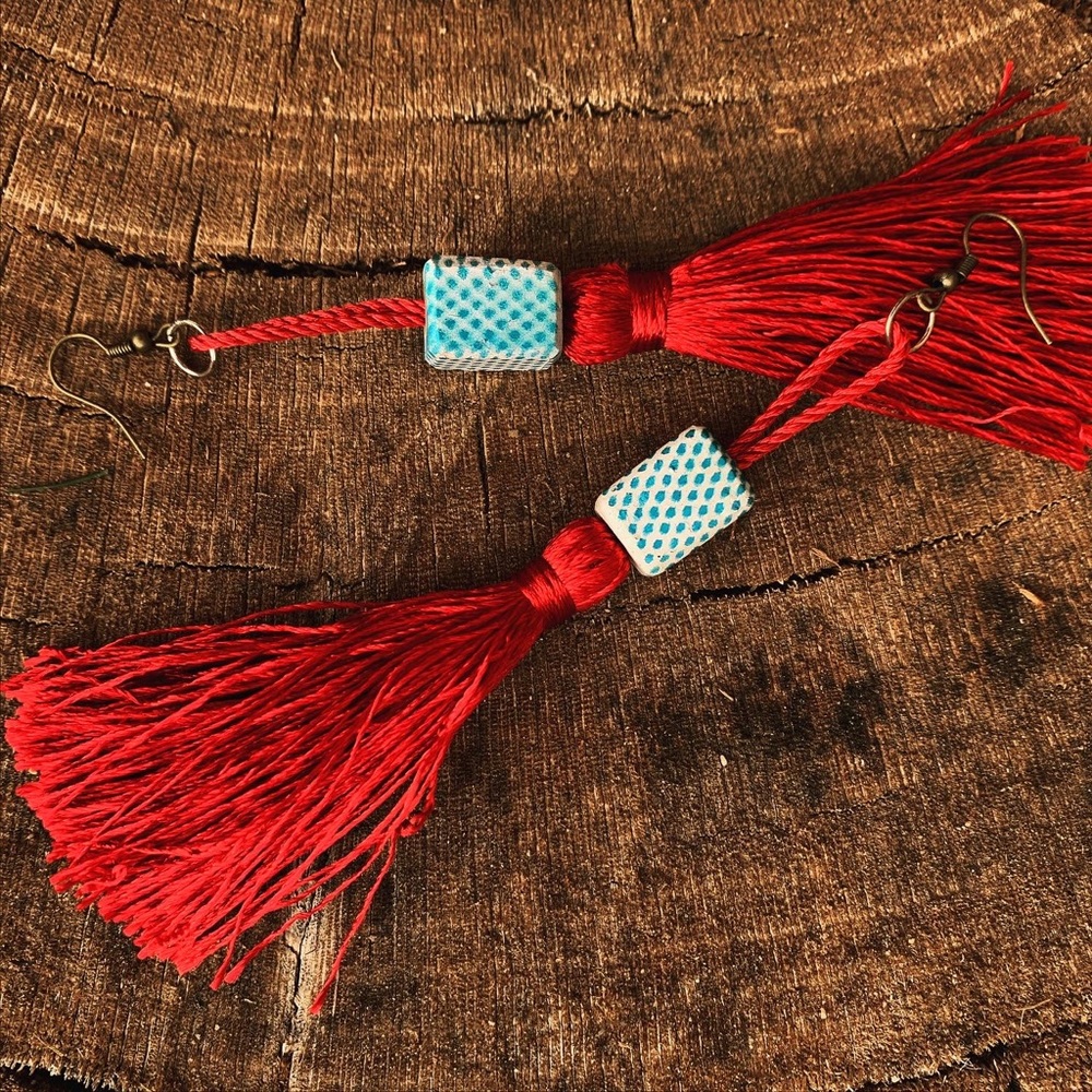 Colorful Wire Long Tassel Style Drop Earrings